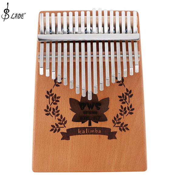 wholesale 17 Key Kalimba Mahogany Thumb Piano with Maple Leaf Sound Hole Mbira Natural Mini Keyboard Instrument
