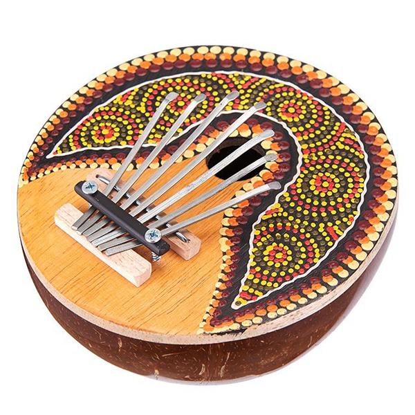 Kalimba 7 Key Finger Piano Painted Coconut Shell Mbira Likembe Thumb Piano Handmade