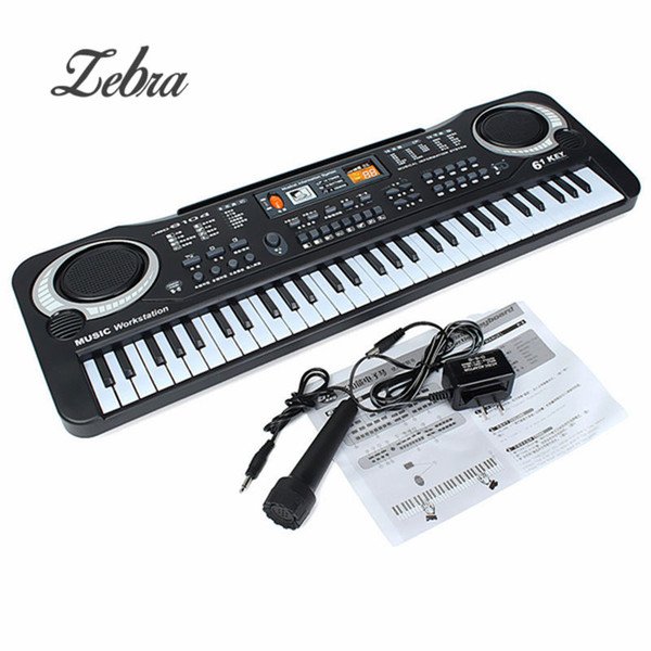 Black 61 Keys Music Electronic Keyboard Key Board Kids Gift Electric Piano Gift With Mini Microphone For Child Kid Musical Organ