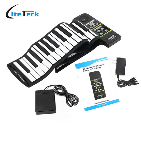 88 Key Electronic Piano Keyboard Silicon Flexible Roll Up Piano with Loud Speaker Wish US Plug