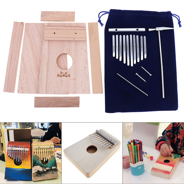10 Key Kalimba DIY Kit Beech Wood Thumb Piano Mbira Mini Musical Instrument for Handwork Painting Parents-child Campaign