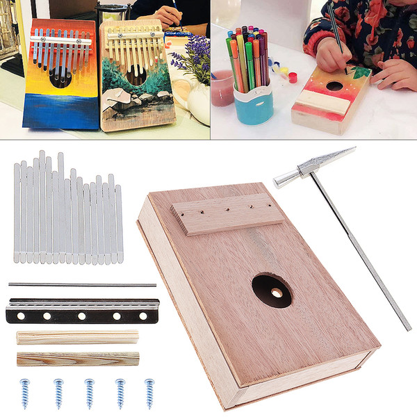 17 Key Kalimba DIY Kit Mahogany Thumb Piano Mbira for Handwork Painting Campaign