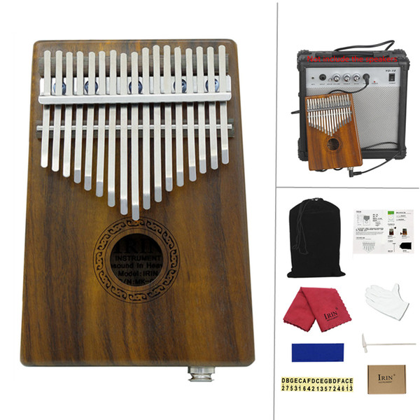 Electroacoustic 17 Key Kalimba Solid Acacia Wood Thumb Piano Mbira Natural Electronic Mini Keyboard Instrument