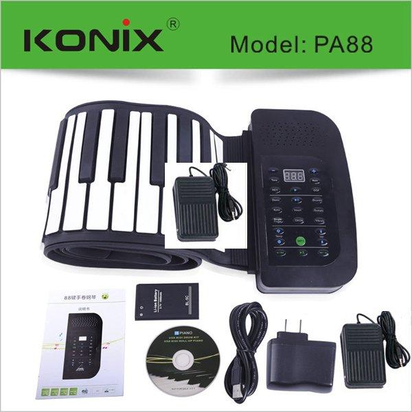 88 Key MIDI Flexible Electronic Roll Up Piano Soft Silicone Hand-rolling With Battery Pedal