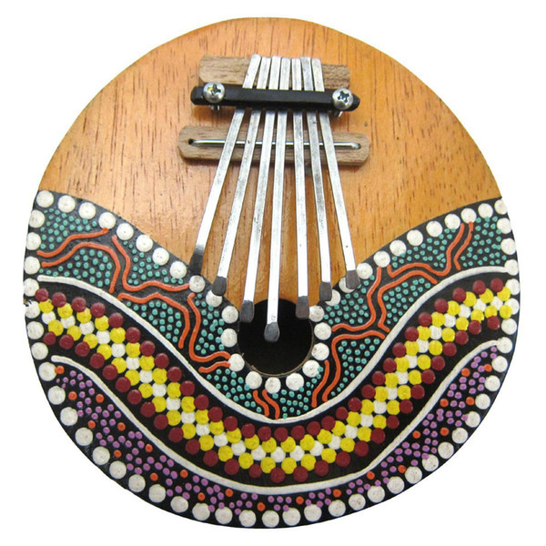 Thumb Piano African Indigenous 7 Tone Kalimba Hand Painted Coconut Shell Mbira Free shipping