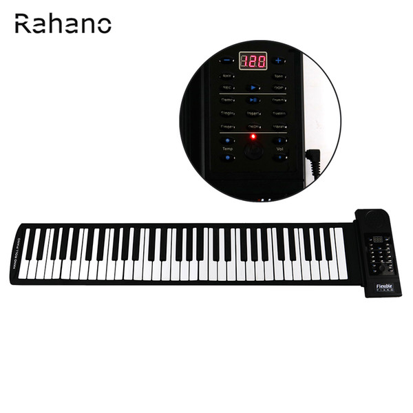 wholesale Portable 61 Soft Keys Flexible Electronic Keyboard Roll Up Digital Piano with USB MIDI