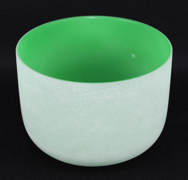 JINGDIAN Heart Chakra Note F Green Coloured Frosted crystal singing bowl 10 inch for sound healing