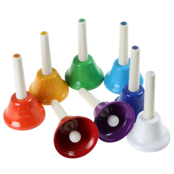 8pcs/set Infant Handbell Metal Colorful Hand Bell Children Musical Toy Percussion Instrument / Baby Early Develop Intelligence