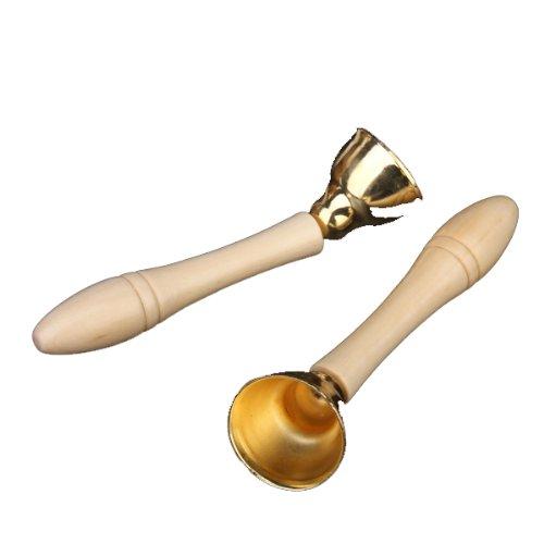 Wholesale 5X 2 pieces mini Golden Bell musical toys for children with a wooden handle