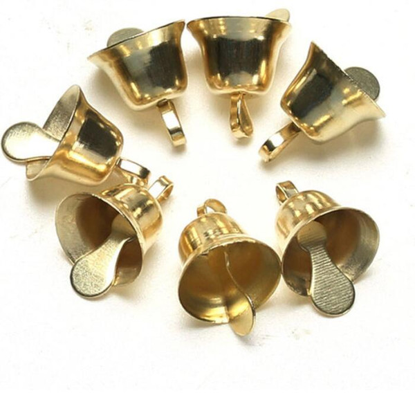 50pcs/lot 10mm Gold Metal Trumpet Bells for Christmas Tree Hanging Ornaments Pendants Decor Wind Chime Accessories