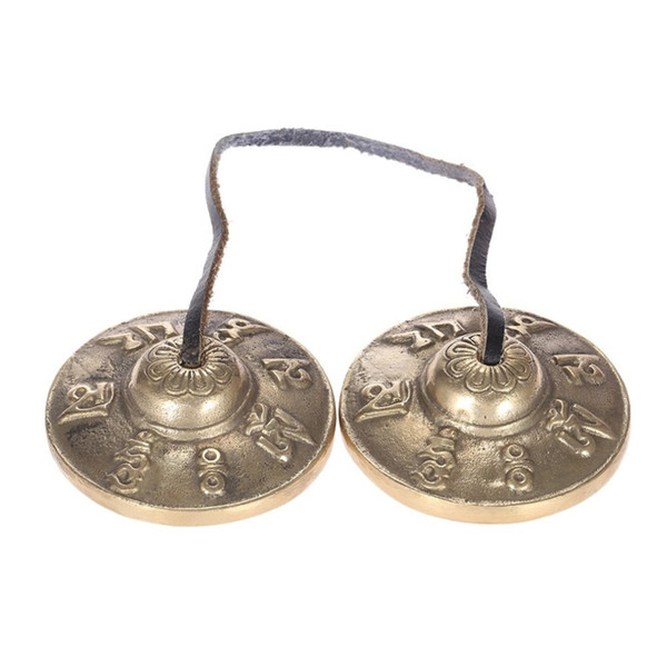 2.6in/6.5cm Handcrafted Tibetan Meditation Tingsha Cymbal Bell with Buddhist The Eight Auspicious Symbols Lucky Symbols