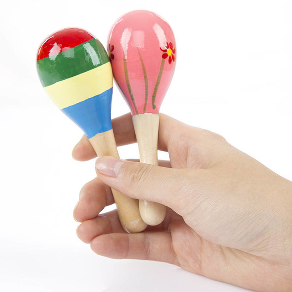 chibson Colorful Wooden Cartoon Maracas Toys Orff Musical Instruments Wood Sand Hammer Exercise Auditory Bell for kids toys