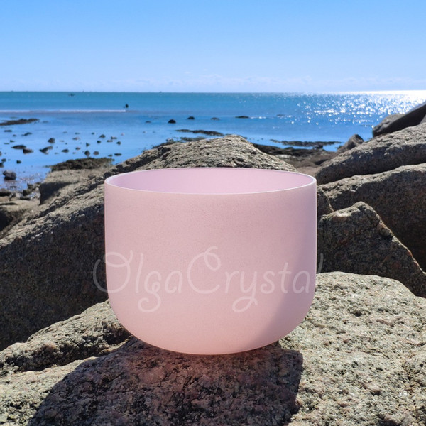 10 Inch Rose Pink Quartz Crystal Singing Bowl 440HZ 432HZ C D E F G A B Chakra 10