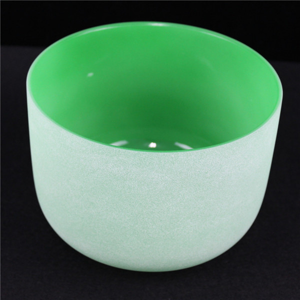 JINGDIAN Heart Chakra Note F Green Frosted crystal singing bowl 8 inch for sound healing and yoga