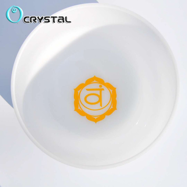 10 Inch D Navel 440hz / 432hz Orange Chakra Symble Pattern Quartz Crystal Singing Bowl Yoga