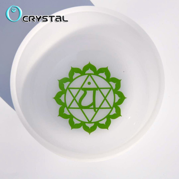 10 Inch F Heart Green Chakra Symble Pattern Meditation Healing Chakra Stone Quartz Crystal Singing Bowl