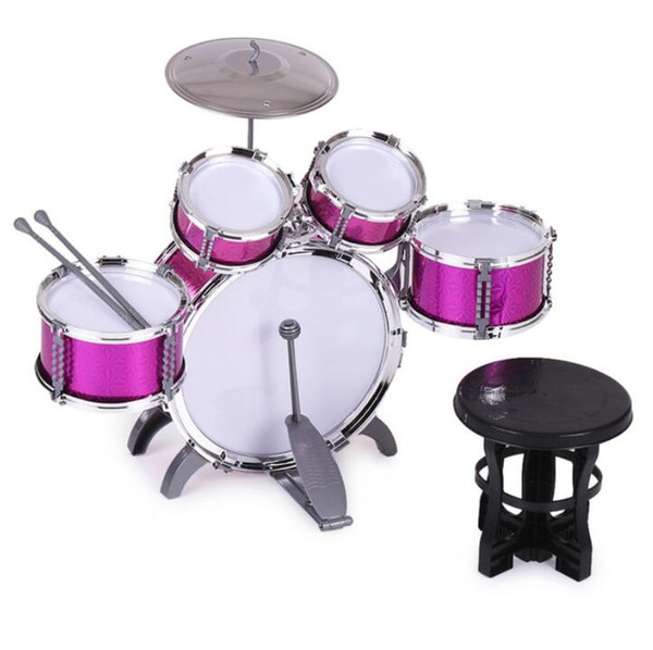 High Quality Children Kids Drum Set Musical Instrument Toy 5 Drums with Small Cymbal Stool Drum Sticks for Boys Girls