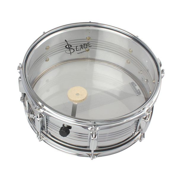 Wholesale- 14in Snare Drum Stainless Steel Drum Body Transparent PVC Drumhead with Case Sticks Gloves Shoulder Strap for Student