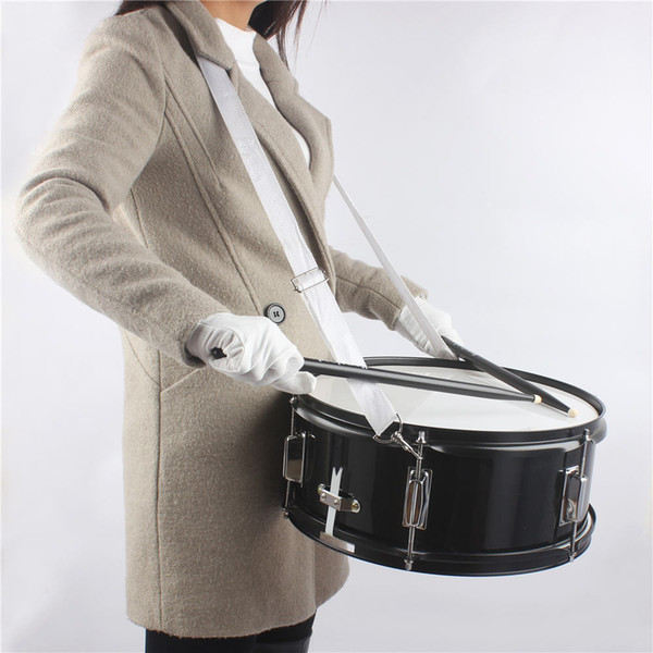 14 x 5.5 inches Professional Marching Snare Drum with Drum Stick and Strap and Wrench Kit Black