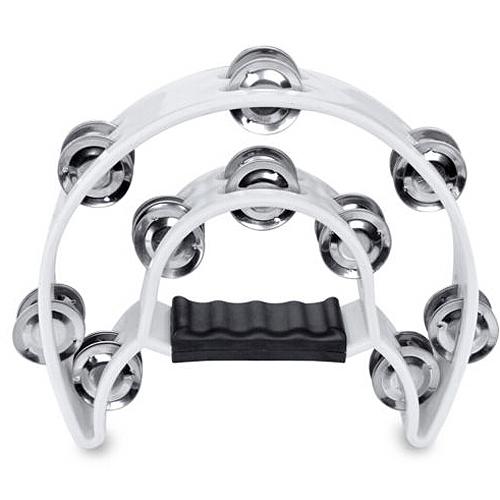 Double Row Jingles Half Moon Musical Tambourine Percussion Drum White Party KTV