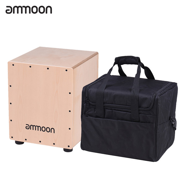 Wholesale- ammoon Wooden Cajon Box Drum Hand Drum Medium Size Percussion Instrument Birch Wood with Adjustable Strings Carrying Bag