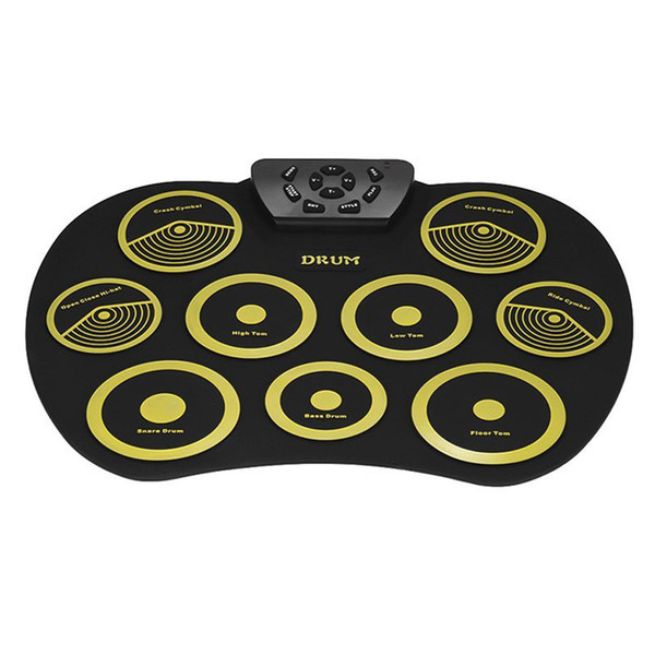 drum Portable Electronic Roll Up Drum Pad Set 9 Silicon Pads Built-In Speakers With Drumsticks Foot Pedals Audio Cable Uk7 Pads Portabl