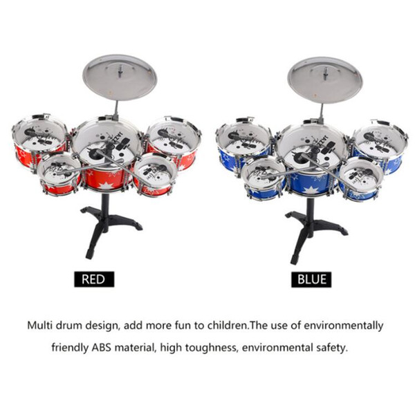 Plug Size Lightweight Mini Children Kids Practicing Drum Instrument Portable ABS Stainless Steel Drum Set With Chair