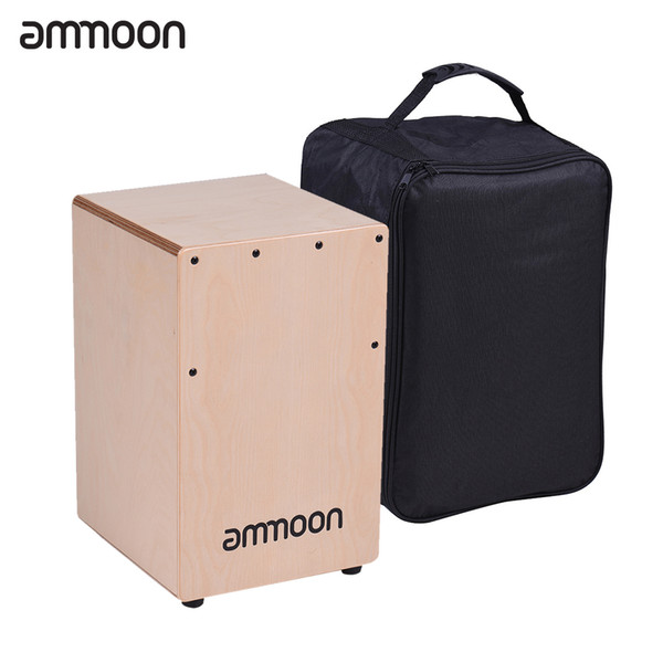 Wholesale- ammoon Wooden Cajon Box Drum Hand Drum Persussion Instrument Birch Wood with Adjustable Strings Carrying Bag for Children Kids