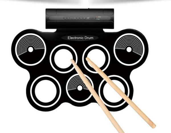 Hand roll electronic drum portable play jazz drum stereo double horn percussion instrument