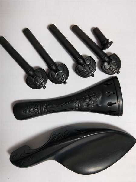 1 Set NEW Ebony Violin parts With Carving pattern 4/4 tail piece peg chin rest