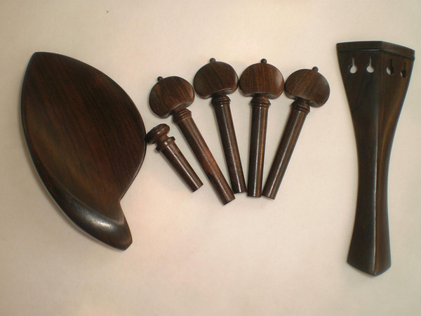 2 Sets Quality Ebony Violin Fitting Natural Color with Pegs Tail Piece Chin Rest