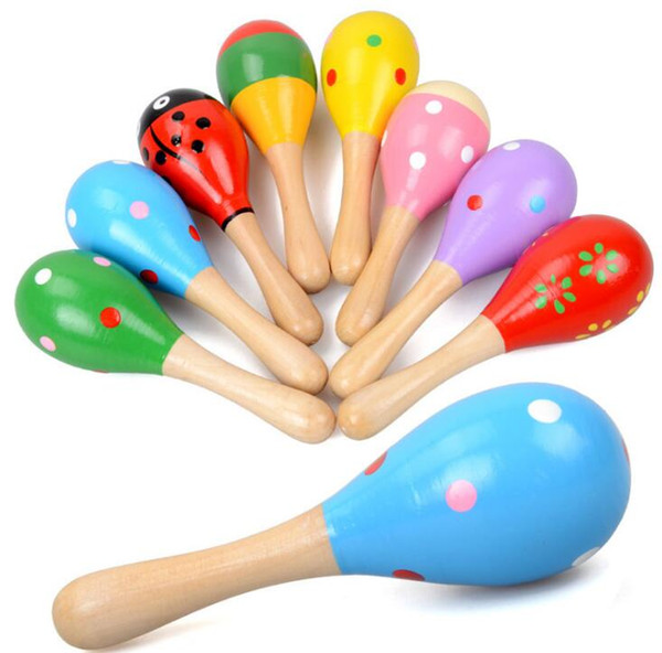 Shakers baby holds intelligent toys Orff instruments wooden cartoon sand balls wooden sand hammers exercises for hearing and ringing