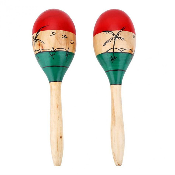 1 Pair Wooden Maracas Durable Large 25cm Musical Educational Instrument Toy for Children Kids Maraca free shipping