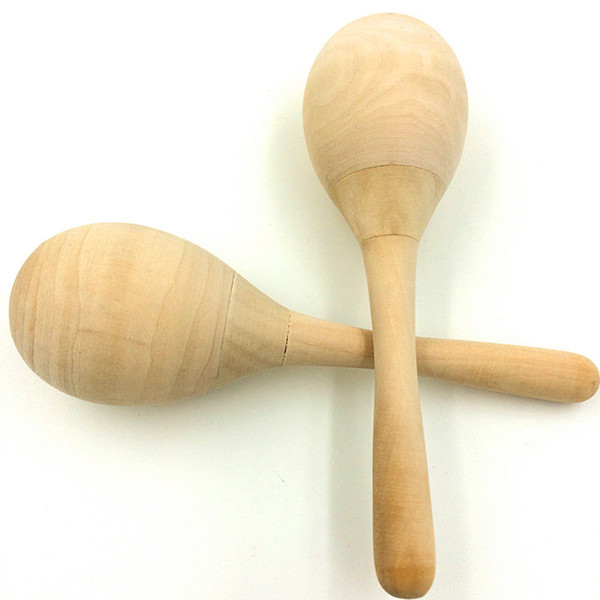 Factory sales of wooden 19cm medium sand hammer white embryo wood color sand ball infants intelligence early education toys