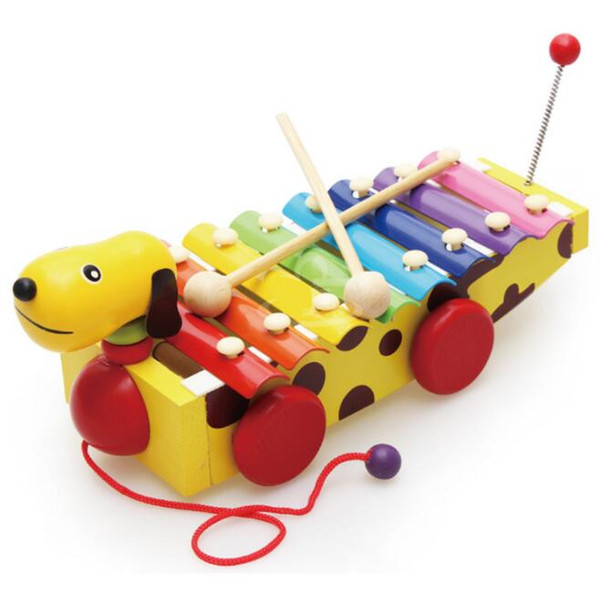 Wooden octave puppies dragging hands playing the piano children's wood early education intelligent music toys 29.5*11.5*13.5CM