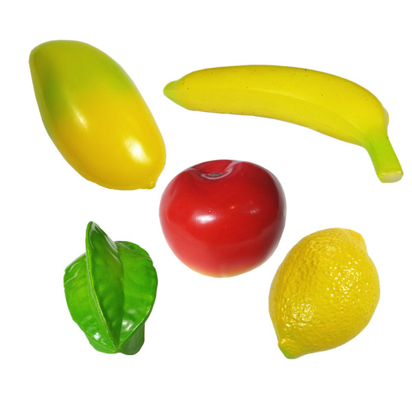 5PCS Fruit Shakers Assorted For Children With a Net -Banana, Apple, Lemon, Mango, Star Fruit