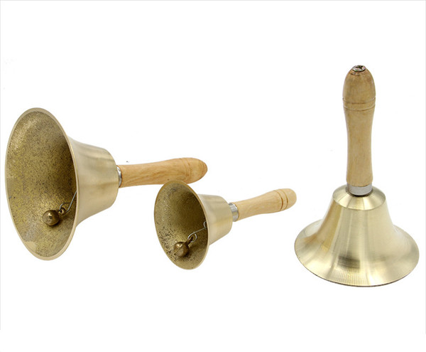 Solid Brass Wooden Handle School Reception Dinner Hotel Hand Bell