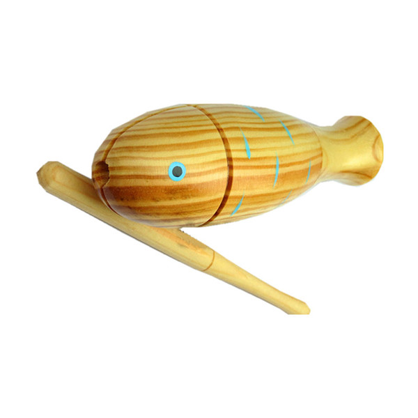 Nature Guiro Musical Instrument Toy Fish Style Wood Latin Percussion Instruments with Scraper