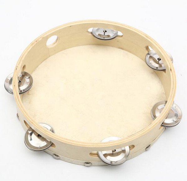 9 inch dance tambourine white sheepskin foam nail drum percussion Musical Percussion Toy For kindergarten teaching wholesale