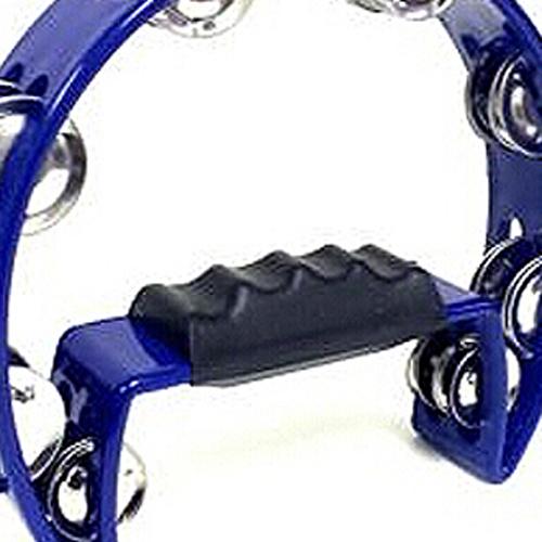 Tambourine Blue Hand Held with Double Row Metal Jingles Percussion Church Band