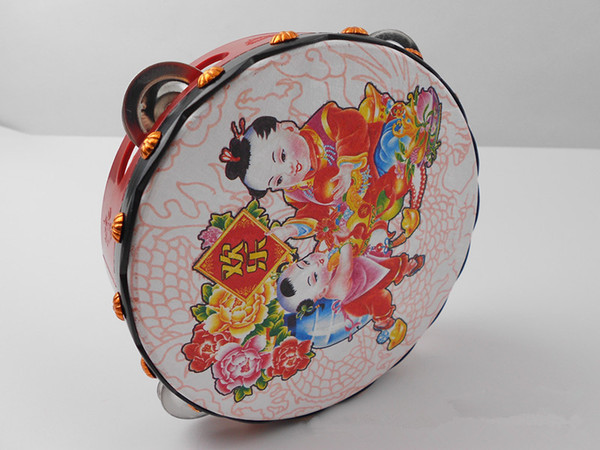 Traditional Chinese pattern Children'S Hand Drum Tambourine toys Kids Musical Instruments