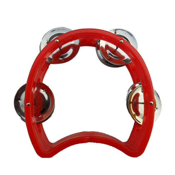 Kids Tambourine 4 bell Plastic Cutaway Tambourine Half Blossom, Mini, Random Color, 2 Pack-MUSIC