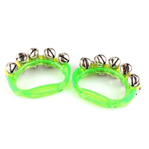 Lot of 2 tambourine Bell Jingle Bell green Percussion Music for child