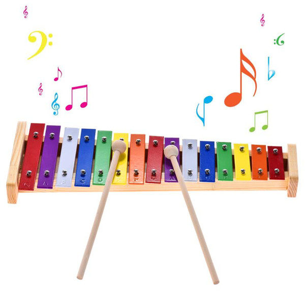 Colorful Glockenspiel Xylophone Wooden & Aluminum Percussion Musical Instrument Educational Toy 15 Tone