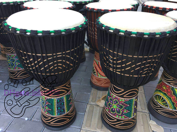 Djembe Drummer Percussion Hand Drum Classic Painting Wooden African Style Free shipping