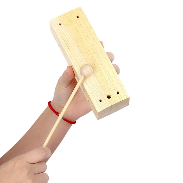 Wooden Percussion Block Woodblock with Mallet Exquisite Kid Children Musical Toy Percussion Instrument