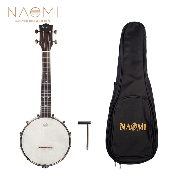 NAOMI Banjolele Banjouke Concert-Scale Banjo Ukulele With Gig Bag NUKB-03 Ukulele Banjo Family Instrument