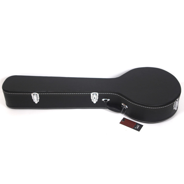 1Pcs 4 String Style Microgroove Pattern Leather Wood Banjos Case for Musical Instruments Bag Black Color