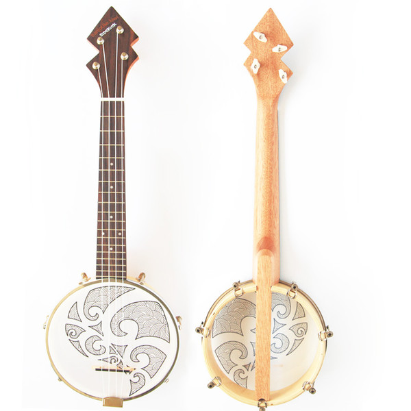 NAOMI BanjoUke SideKick Tenor Banjo Ukulele Banjolele W/Gig Bag +Tuner + Strap BANJOUKE Tattoo Pattern