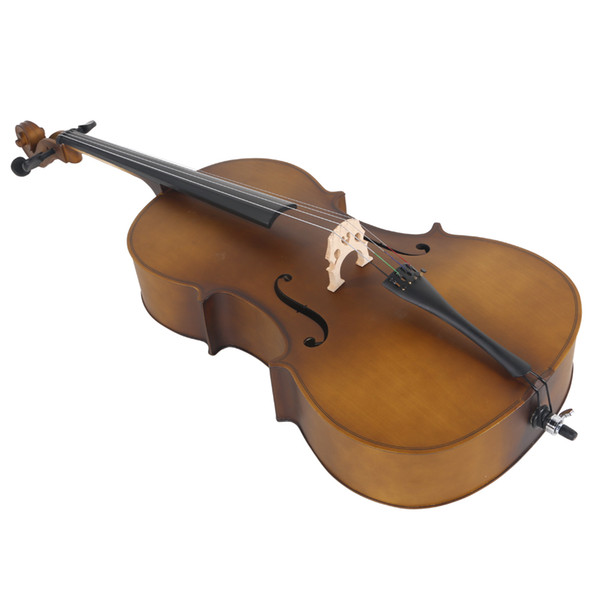 4/4 Full Size Acoustic Cello Musical Instruments with Case Bow Rosin Matte Golden for music lover